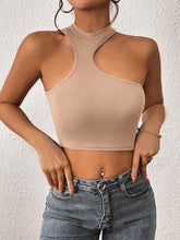 Knitted Round Neck Cropped Asymmetrical Crop Tank Top